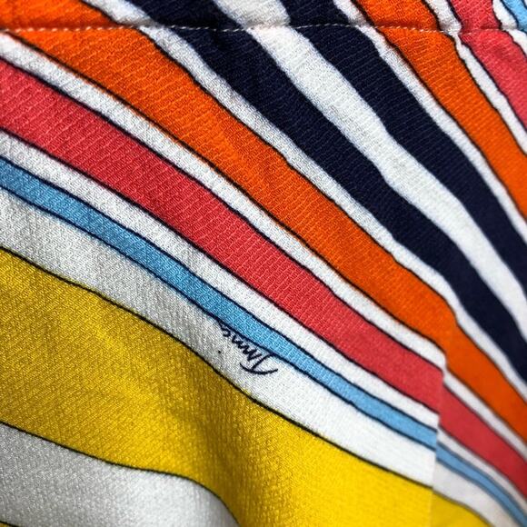 Trina Turk yellow orange white striped peplum faux wrap top size Extra Large XL - Picture 12 of 13